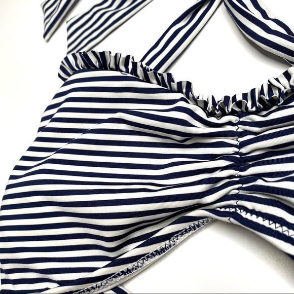 Lands’ End Navy White Striped Ruffled Bikini Set - Picture 4 of 16